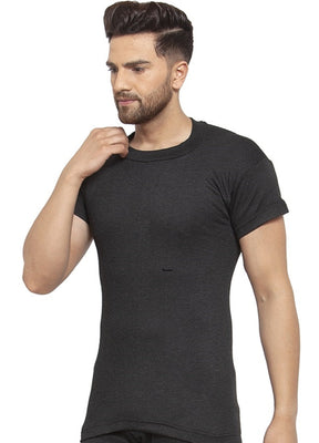 MEN'S HALF SLEEVES SOLID ROUND NECK THERMAL TOP