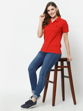 UZARUS Women's Cotton Polo Collar Neck T-Shirt Top