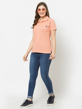 UZARUS Women's Cotton Polo Collar Neck T-Shirt Top