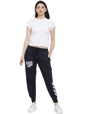Women's Cotton Slim Fit Joggers Track Pants with 2 Zippered Pockets