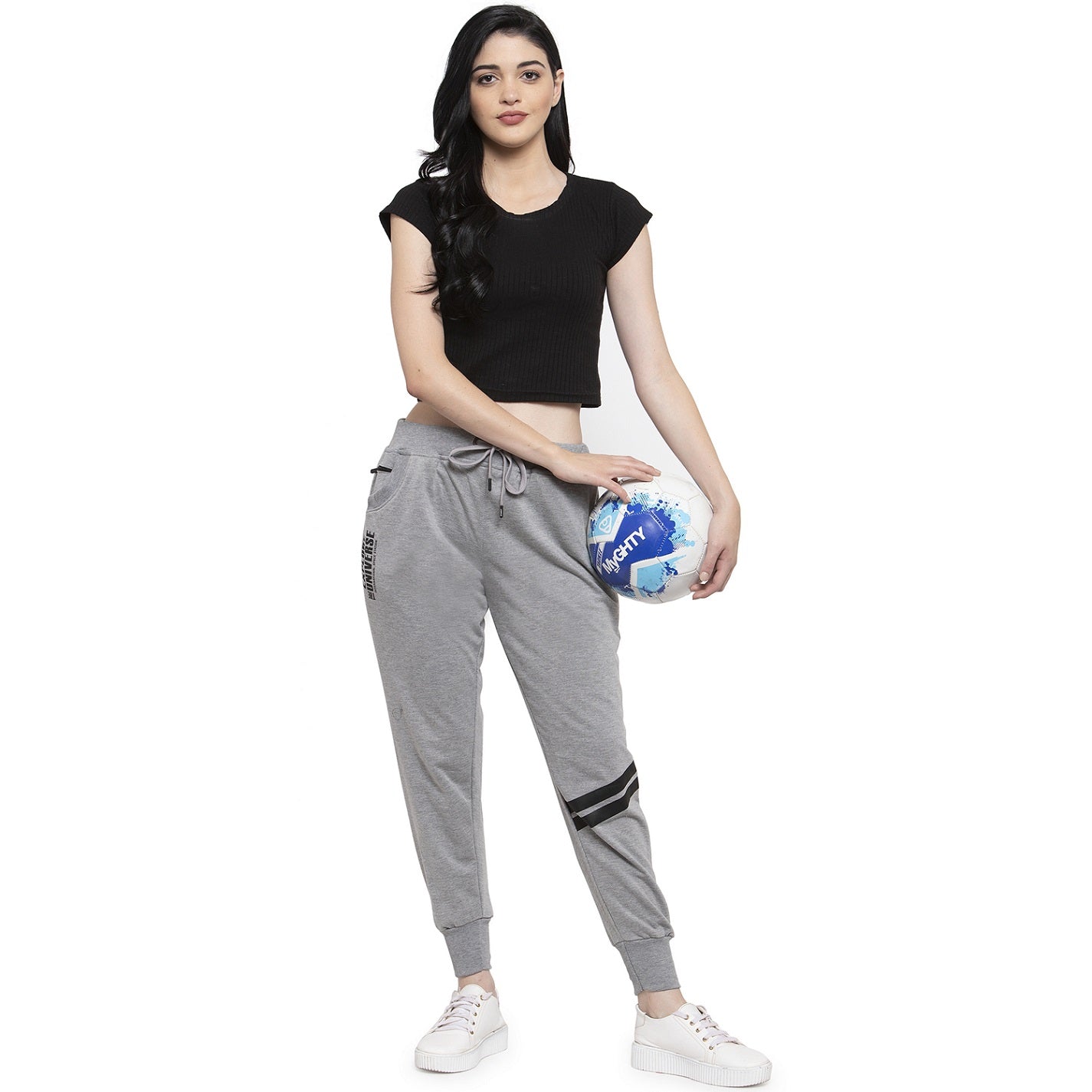 Women's Cotton Slim Fit Joggers Track Pants with 2 Zippered Pockets