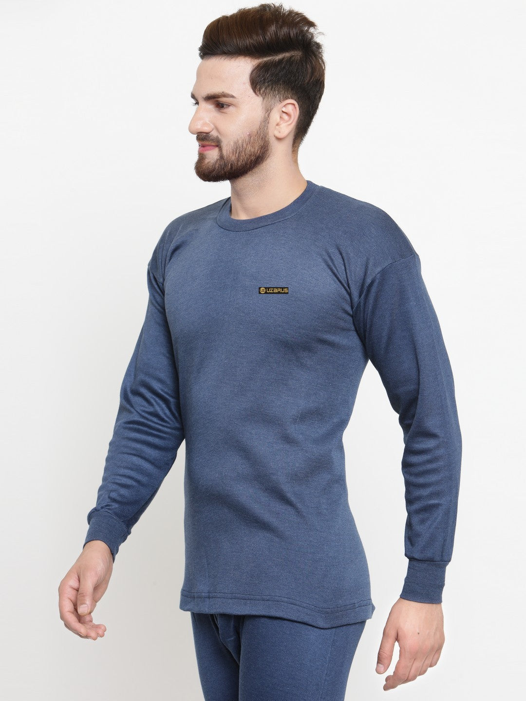 MEN'S SOLID ROUND NECK THERMAL TOP