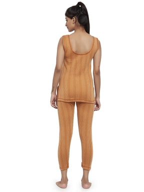 Tuba Collection Women's Thermal Set Inner wear: Sleeveless Top + Trouser  (Dark Colors/Ladies Body Warmer/