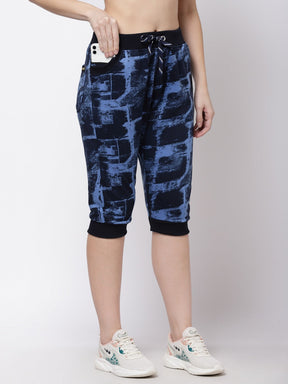 Women's Cotton Three Fourth Capri Shorts With Two Zippered Pockets