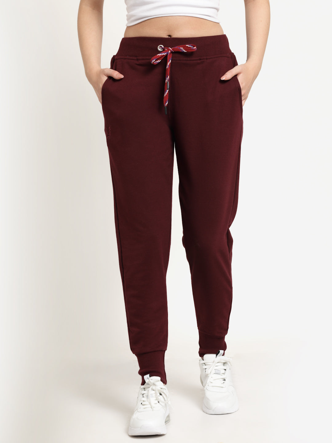 Women's Cotton Regular Fit Joggers Track Pants with Zippered Pocket