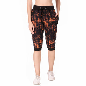 Women's Cotton Three Fourth Capri Shorts With Two Zippered Pockets