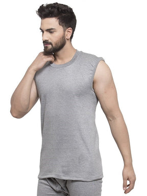 MEN'S SLEEVELESS SOLID ROUND NECK THERMAL TOP