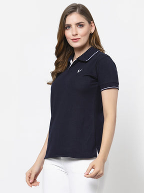 UZARUS Women's Cotton Polo Collar Neck T-Shirt Top