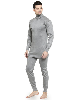 MEN'S SOLID HIGH NECK THERMAL WEAR TOP AND BOTTOM SET