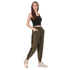 Women's Cotton Slim Fit Joggers Track Pants with 2 Zippered Pockets