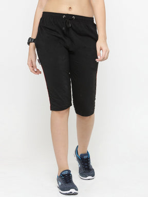 Women's Cotton Three Fourth Capri Shorts With Two Zippered Pockets