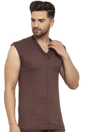MEN'S SLEEVELESS SOLID V NECK THERMAL TOP