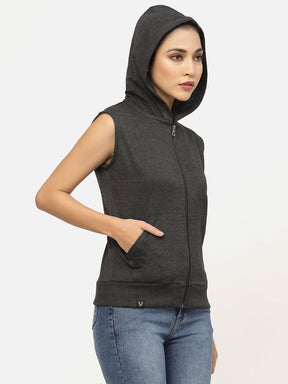 UZARUS Women's Half Sleeves Cotton Anthra Jacket with Hood