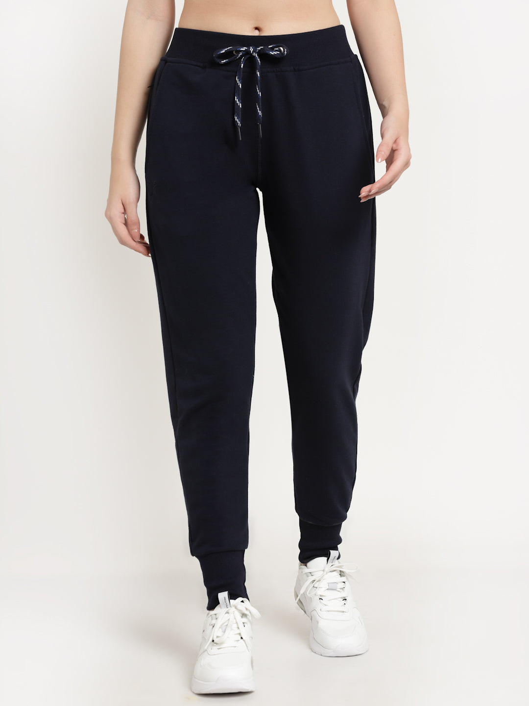 Women's Cotton Regular Fit Joggers Track Pants with Zippered Pocket