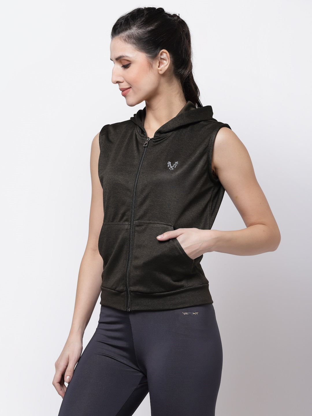 Uzarus Women's Sleeveless Hooded Training Sports Gym Jacket
