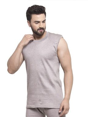 MEN'S SLEEVELESS SOLID ROUND NECK THERMAL TOP