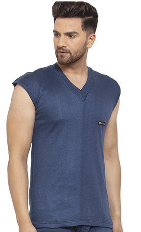 MEN'S SLEEVELESS SOLID V NECK THERMAL TOP