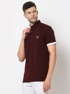 Men's 4 Button Solid Cotton Regular Fit Polo T-Shirt