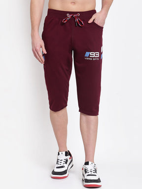 UZARUS Men's Cotton Three Fourth Capri Shorts With Two Zippered Pockets