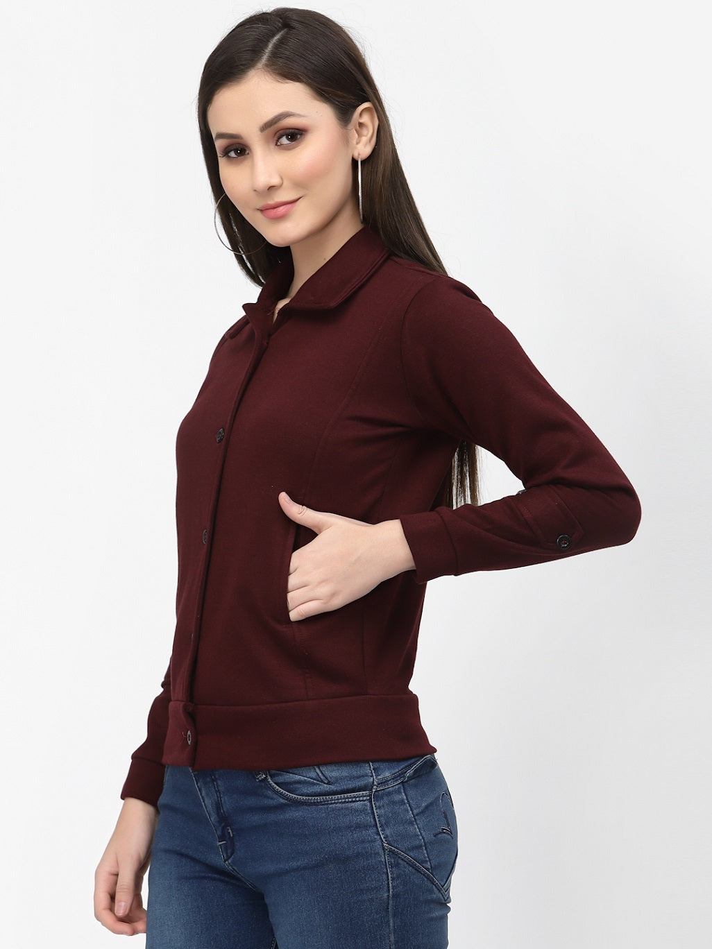 Women's Solid Cotton Tailored Full Sleeve Jacket