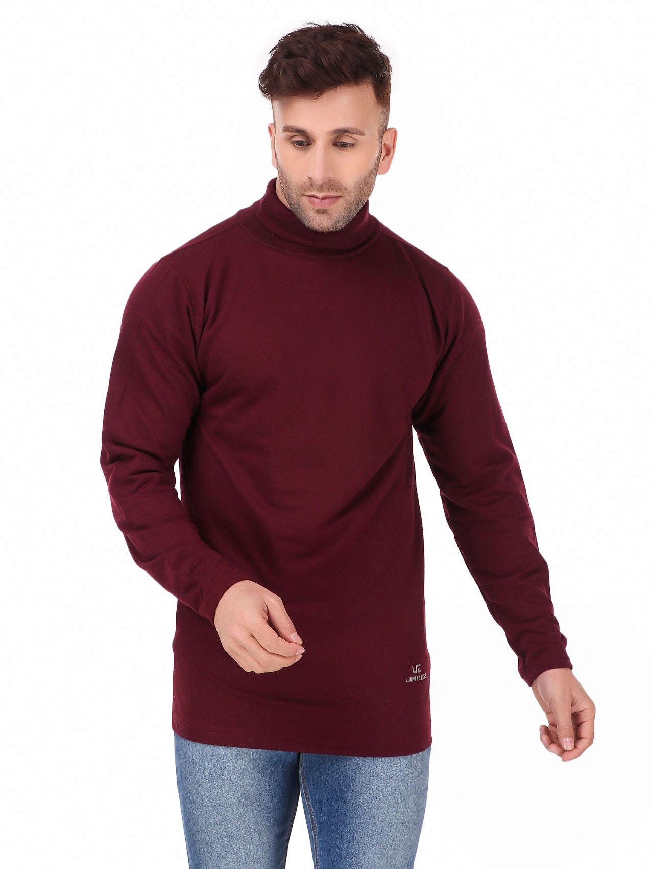 Men's Cotton Solid Full Sleeve Turtle Neck T Shirt for Men