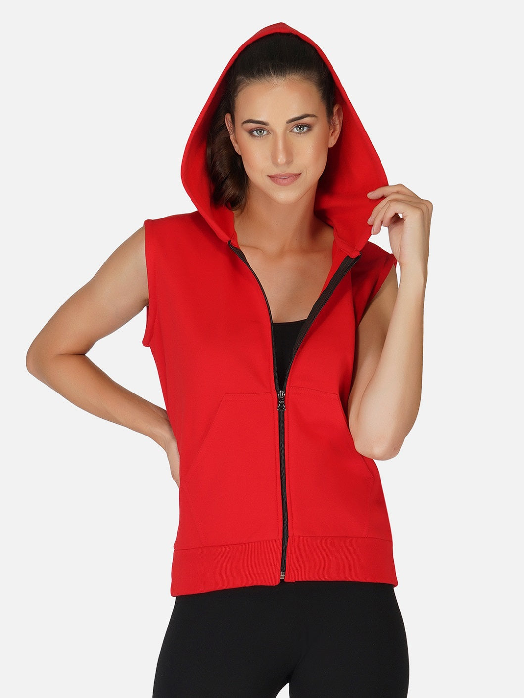 UZARUS Women's Half Sleeves Cotton Fleece Premium Jacket with Hood