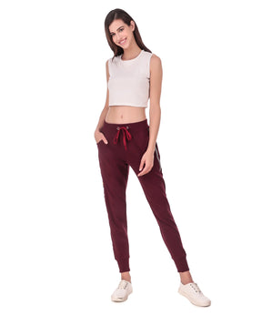 Women's Cotton Slim Fit Joggers Track Pants with 2 Zippered Pockets