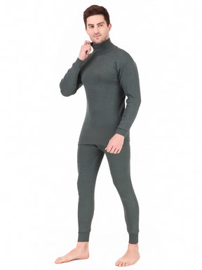 MEN'S SOLID HIGH NECK THERMAL WEAR TOP AND BOTTOM SET