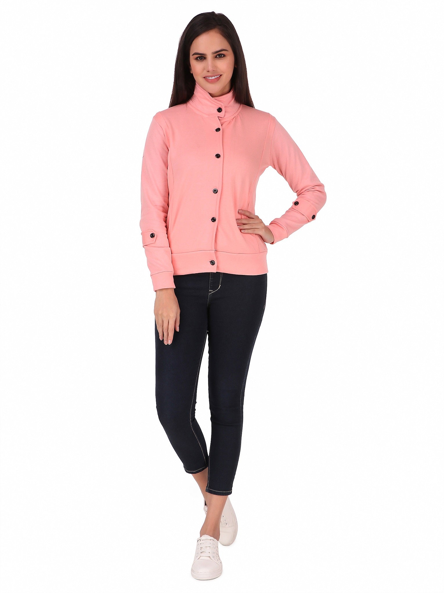 Women's Solid Cotton Tailored Full Sleeve Jacket