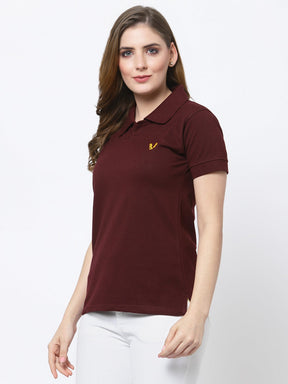 UZARUS Women's Cotton Polo Collar Neck T-Shirt Top