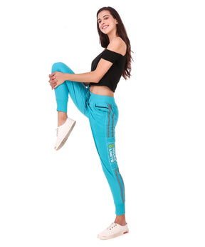Women's Cotton Slim Fit Joggers Track Pants with 2 Zippered Pockets