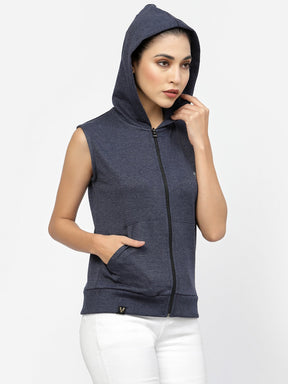UZARUS Women's Half Sleeves Cotton Anthra Jacket with Hood