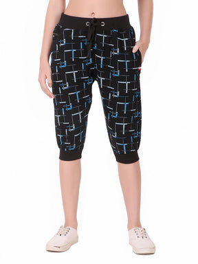 Women's Cotton Three Fourth Capri Shorts With Two Zippered Pockets