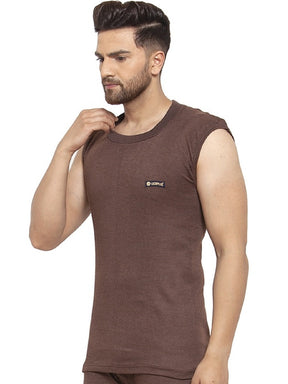 MEN'S SLEEVELESS SOLID ROUND NECK THERMAL TOP