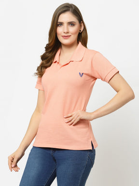 UZARUS Women's Cotton Polo Collar Neck T-Shirt Top