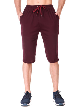 Men's Cotton Three Fourth Capri Shorts With Two Zippered Pockets