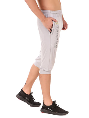 Men's Stretchable Lycra 3/4th Capri with 2 Zippered Pockets for Gym, Yoga, Workout and Casual Wear