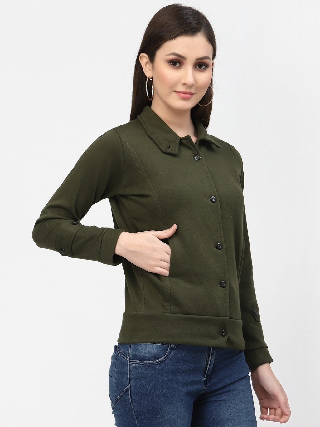 Women's Solid Cotton Tailored Full Sleeve Jacket