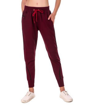 Women's Cotton Slim Fit Joggers Track Pants with 2 Zippered Pockets