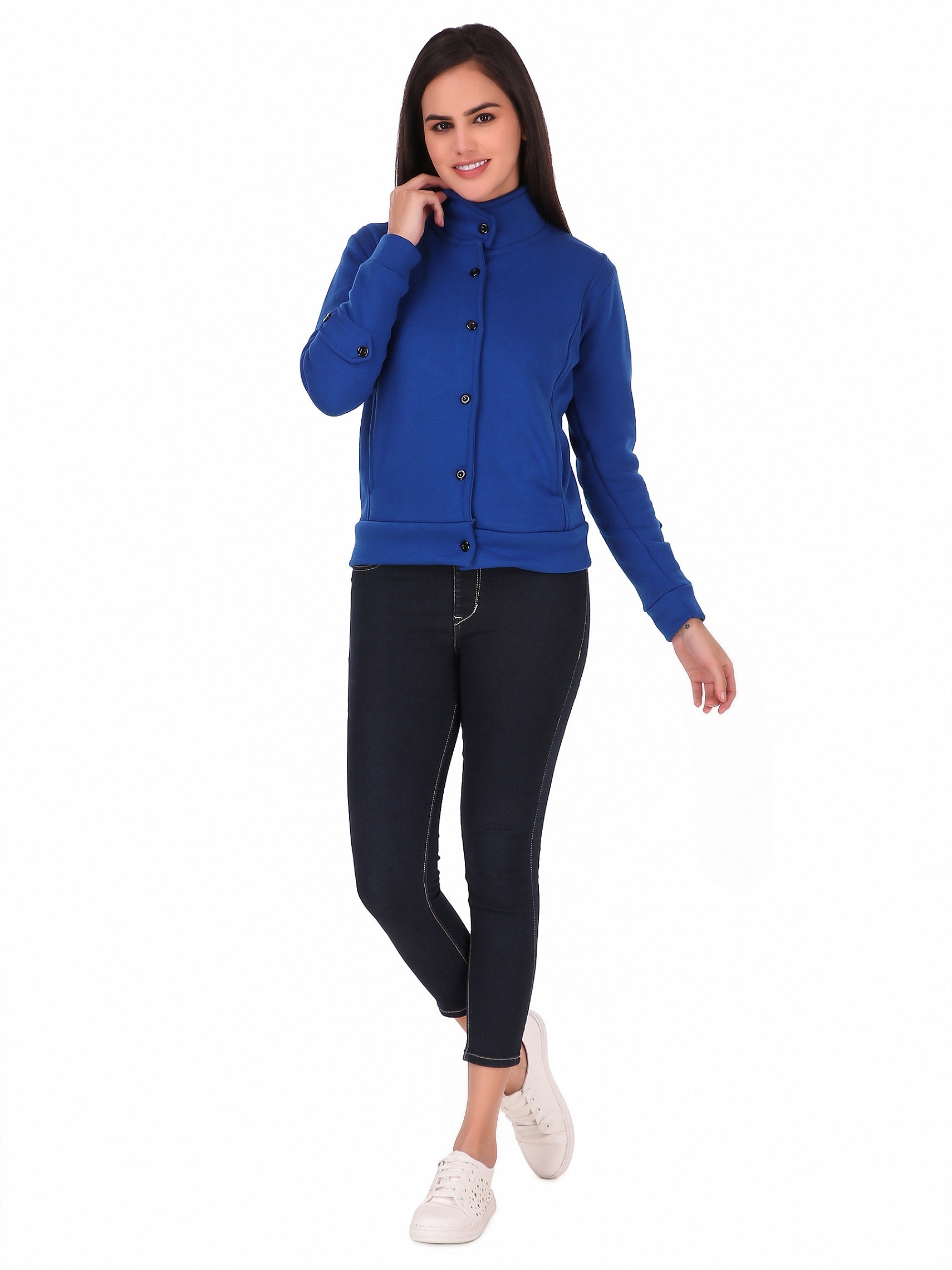 Women's Solid Cotton Tailored Full Sleeve Jacket