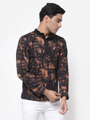 Uzarus Men's Cotton Solid Full Sleeve Mandarin collar T Shirt