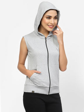 UZARUS Women's Half Sleeves Cotton Anthra Jacket with Hood