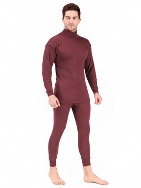 MEN'S SOLID HIGH NECK THERMAL WEAR TOP AND BOTTOM SET