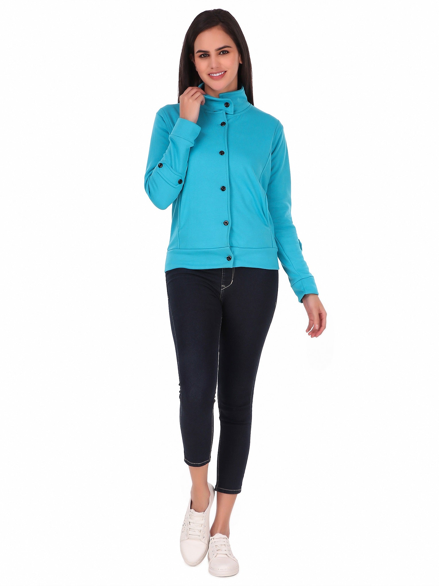 Women's Solid Cotton Tailored Full Sleeve Jacket