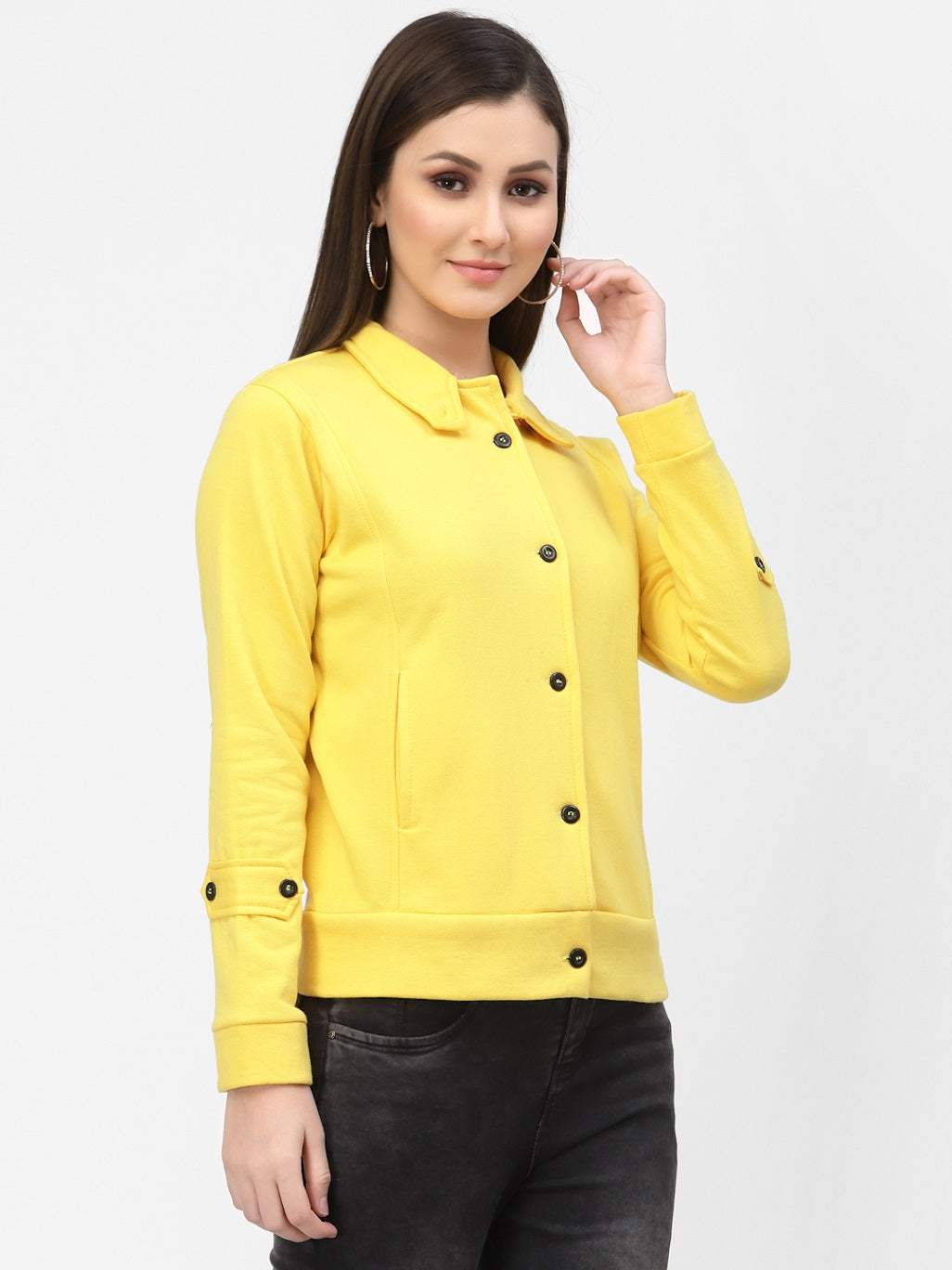 Women's Solid Cotton Tailored Full Sleeve Jacket