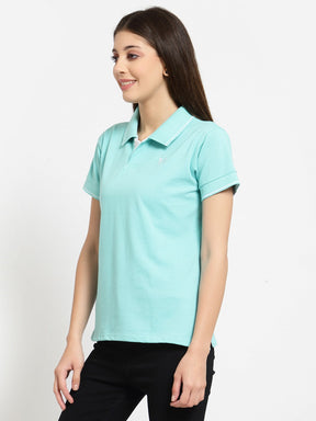 UZARUS Women's Cotton Polo Collar Neck T-Shirt Top