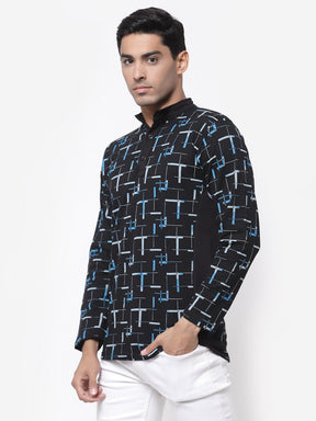 Uzarus Men's Cotton Solid Full Sleeve Mandarin collar T Shirt