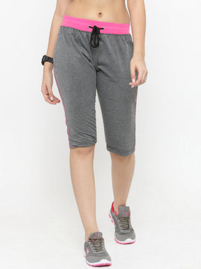Women's Cotton Three Fourth Capri Shorts With Two Zippered Pockets