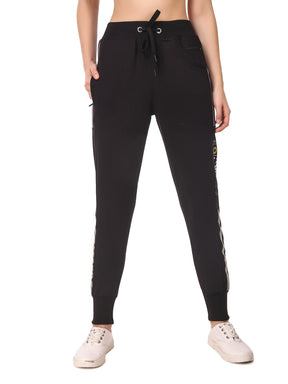 Women's Cotton Slim Fit Joggers Track Pants with 2 Zippered Pockets