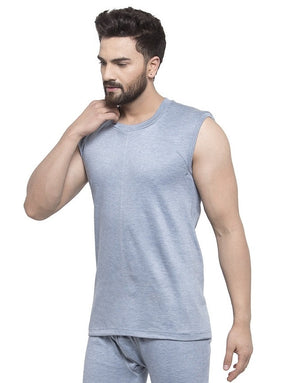 MEN'S SLEEVELESS SOLID ROUND NECK THERMAL TOP
